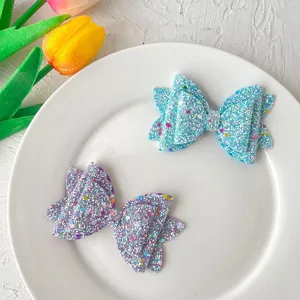 Colorful glitter bow hair clips for kids cute sparkly hair accessories for daily wear styling