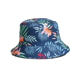 Chapeau bob stylé à imprimé de feuilles tropicales pour femmes et hommes, idéal en été.