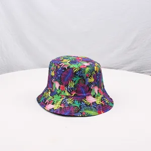 Stylish tropical print bucket hat women men fashion summer beach sun protection cap