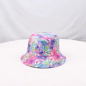 Tropical flamingo print bucket hat for women sun protection casual summer outdoor beach basin hat