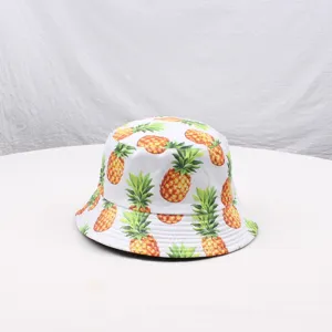 Cappello da pescatore con stampa di ananas da donna, protezione solare estiva casual.