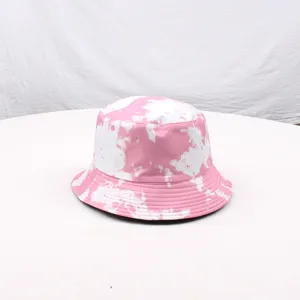 Cappello da pescatore tie-dye rosa e bianco cappello da sole estivo moda streetwear casual