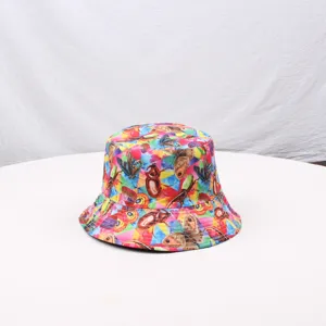 Colorful insect print bucket hat for sun protection casual outdoor wear fashion summer cap