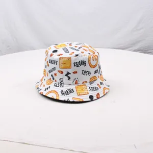 Ρετρό καπέλο bucket με χαριτωμένο τύπωμα σνακ, casual καπέλο ηλιοπροστασίας για εξωτερικό χώρο.