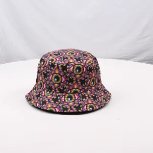 Bunte psychedelische Augenprint Anglerhut Retro Mode vielseitige Freizeit Beckenhut für Damen