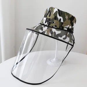 Cappello da pescatore mimetico con visiera trasparente rimovibile per protezione esterna