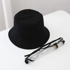 Cappello da pescatore nero con visiera protettiva trasparente rimovibile per esterno vento