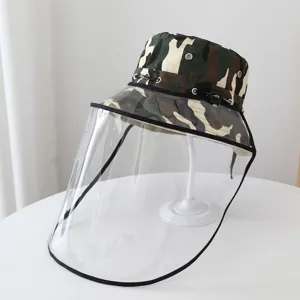 Cappello da pescatore mimetico con visiera protettiva trasparente rimovibile anti goccia
