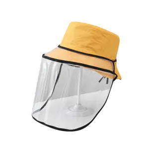 Cappello da pescatore giallo con visiera protettiva trasparente contro le goccioline