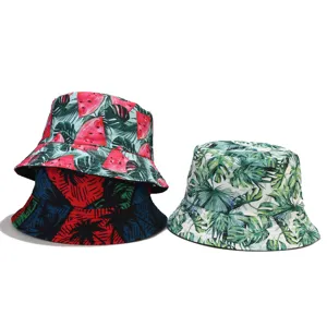 Unisex Wendefischerhut Sommer Sonnenschutz Breite Krempe Baumwolle Bedruckt Lässig Strand Sonnenhut