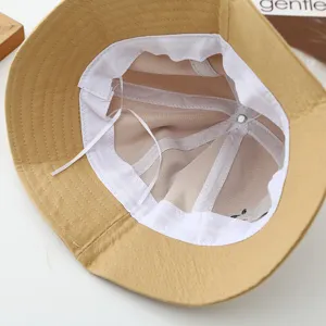 Cotton bucket hat inner view summer casual sun protection hat khaki basin cap detail view