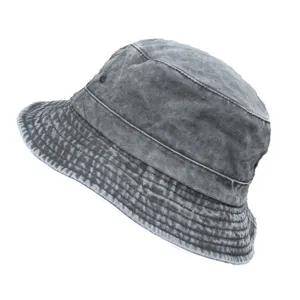 Washed vintage bucket hat for women men, casual summer sun protection hat streetwear.