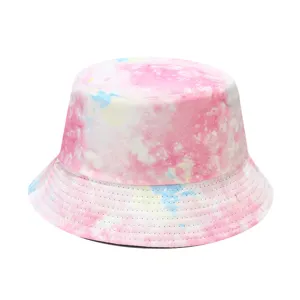 Stylish tie-dye bucket hat for women, perfect for outdoor sun protection and casual wear.