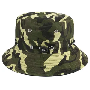 Green camouflage bucket hat outdoor sun protection hiking fishing cap fashion travel headwear