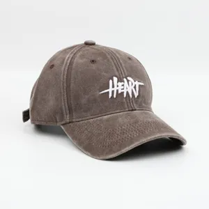 Vintage washed distressed baseball cap for women and men, stylish casual cotton dad hat brown.