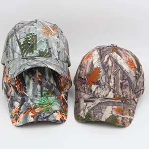 Outdoor camo baseball cap, tactical fishing and hiking sun hat with adjustable strap.