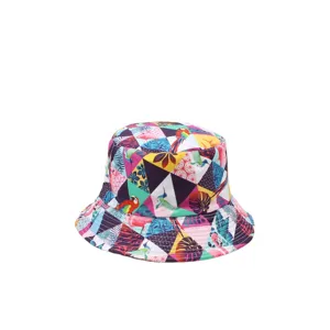 Colorful tropical print bucket hat for women, double-sided sun protection fashion hat.