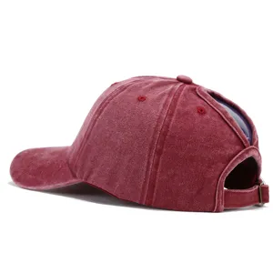 Berretto da baseball vintage lavato per coda di cavallo, cappello retro con buco posteriore.