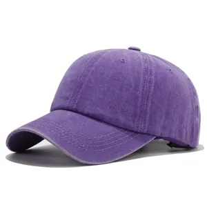 Vintage washed purple distressed baseball cap for outdoor sun protection and casual wear.