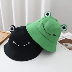 Cute frog pure cotton fisherman hat, Korean fashion versatile sun protection bucket hat.