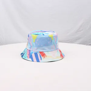 Bunter abstrakter Batik Print Fischerhut retro vintage Freizeit Sonnenhut fuer Damen