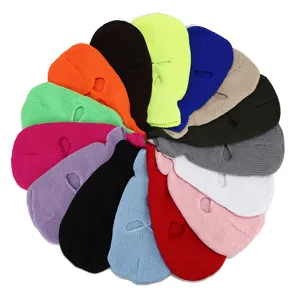 Winter Warm Knitted Balaclava 3 Hole Ski Mask Windproof Full Face Cover Beanie Hat For Outdoor Sports Cycling Men Women