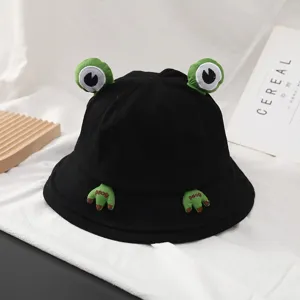 Cute frog bucket hat Korean fashion cotton summer sun hat funny cartoon outdoor basin hat.