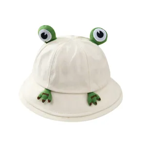 Cute frog bucket hat for women summer sun protection canvas cap stylish casual fashion headwear
