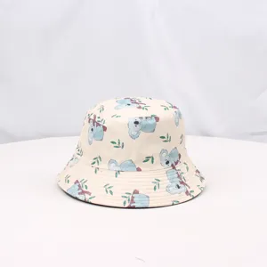 Summer cute koala print bucket hat casual sun protection fashion casual basin hat for women