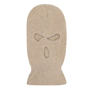 Knit balaclava ski mask winter warm windproof three hole cap detail view design