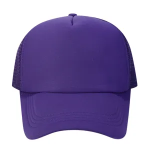 Summer solid purple breathable mesh baseball cap for outdoor sun protection and casual daily wear.