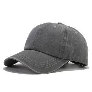 Vintage washed grey baseball hat outdoor sun protection casual dad cap for men women