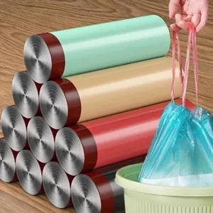 Haushalt Kordelzug Müllbeutel Einweg Plastik Müllsäcke Tragbar Automatischer Verschluss Müllsäcke Für Den Täglichen Heimgebrauch
