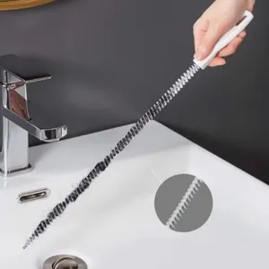 Cepillo flexible para limpieza de tuberias con cerdas espirales para lavabo de bano y cocina.