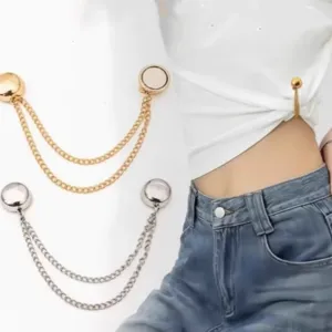 Magnetic chain waist buckle for clothes t-shirt shortener adjustable metal clips.