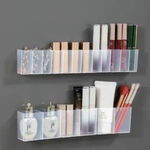 Wandmontierte Lippenstiftaufbewahrung Klare Kunststoff Kosmetik Organizer Mehrfächrig Lochfrei Make-up Halter Für Badezimmer