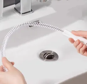 Cepillo flexible de limpieza para tuberías de fregadero herramienta depilación vista detalle.