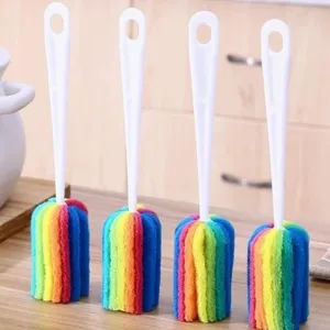 Cepillo de Limpieza de Tazas de Mango Largo Cepillo para Botellas Cepillo de Esponja Colorido Estropajo para Termos Vaso de Agua Cocina