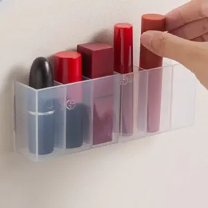 Wandmontierter transparenter Lippenstift-Organizer, lochfreie Kosmetik-Aufbewahrungsbox für Wand.