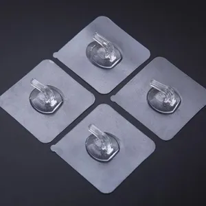 Transparente spurlose Klebehaken fuer Haushalt, Kueche, Bad, Wandmontage, 4 Stueck