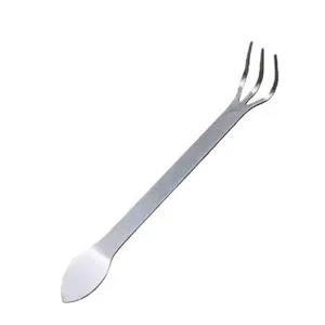 Stainless steel bonsai tool dual-head soil rake and spatula for gardening and weeding main view.
