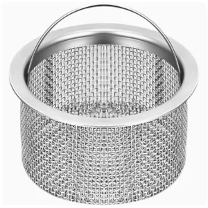 Edelstahl Küchenspüle Siebkorb mit Griff, langlebiger Abflussfilter für Essensreste.