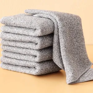 Grey bamboo charcoal fiber dishcloth kitchen cleaning towel detail close-up view