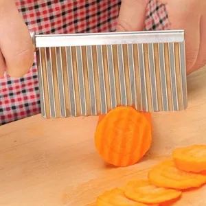 Stainless Steel Wavy Potato Cutter Crinkle Knife Kitchen Vegetable Slicer French Fry Cutter Cooking Gadget Tool
