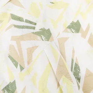 Detailed view of men's casual Hawaiian short sleeve shirt fabric with abstract leaf print.