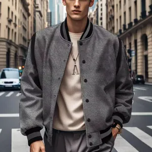 Men Fleece Lined Colorblock Bomber Jacket Casual Urban Streetwear Stylish Outwear