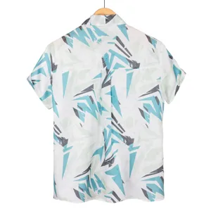 Men's short sleeve hawaiian shirt casual geometric print lapel button down summer top