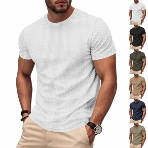 Herren Sommer Eisseide Schnelltrocknend T-Shirt Casual Einifarbig Kurzarm Rundhals Top Regular Fit
