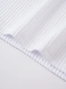 White ribbed knit fabric detail, soft breathable texture for men summer athletic tank top.