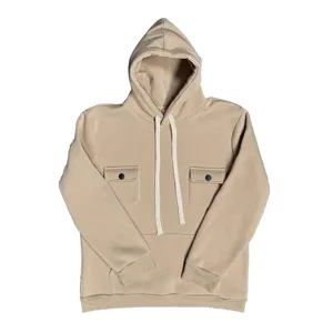 Felpa con cappuccio in pile pesante da uomo con tasche, pullover streetwear manica lunga.